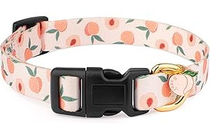 LIUGJIAU Handmade Dog Collar for Small Medium Large Dogs,White Peach with Pendant Fall and Winter Fashions Dog Collar,Ideal for Girl Dogs Boy Dogs (Medium)