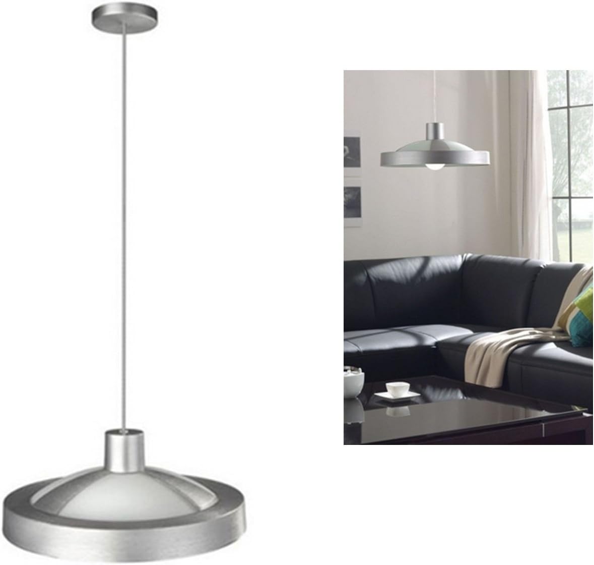 1.5 Metre Hanging Ceiling Light Lighting White Glass Shade A Energy Saving Bulb