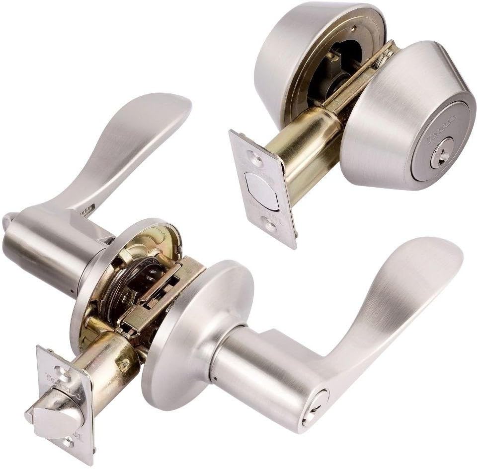 Toledo Fine Locks Double Cylinder Satin Nickel Lever Combo Set