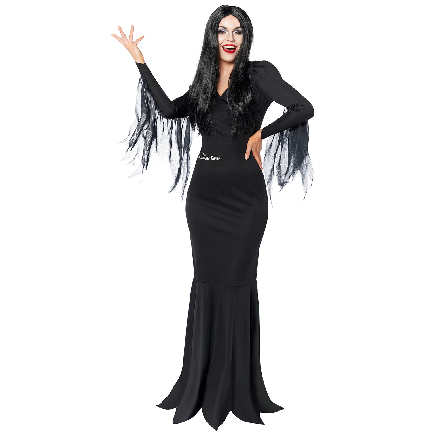 amscan 9917648 - Women's Official Morticia Addams Halloween Fancy Dress Costume Size: 18-20
