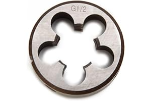 DRHOMEAM Round Threading Dies, Npt Pipe Hex Die, Carbon Steel Rethreading High Speed Steel (HSS) Screw Cutting Die Repair Tool, G1/8''-28, G1/4''-19, G3/8''-19, G1/2''-14, G3/4''-14, G1''-11 (G1/2-14)