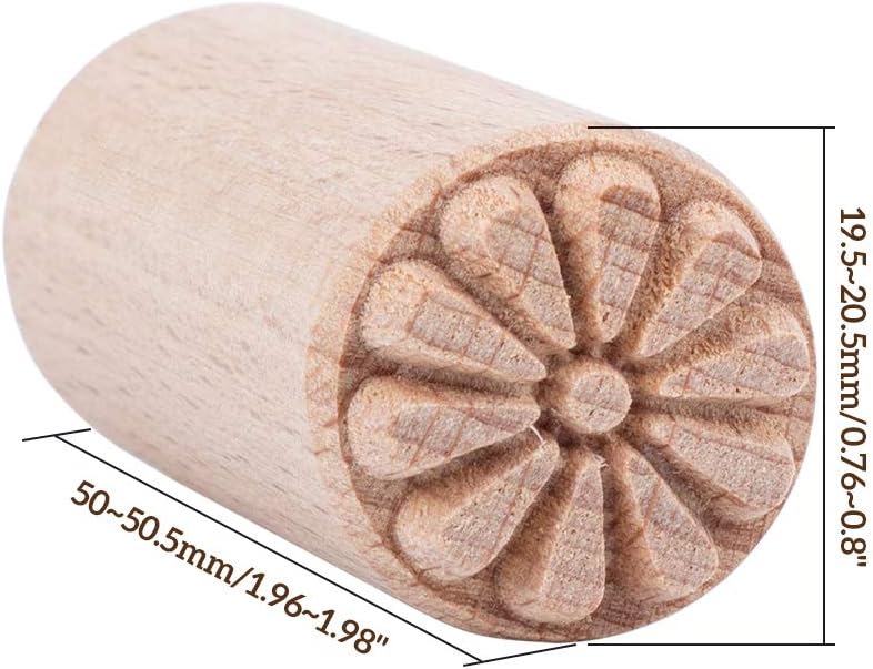 OLYCRAFT 7Pcs Wood Stamp Wood Pottery Tools Stamps Column Wooden Stamps Clay stamps Wood Stamps with Mixed Patterns Wooden Handle Pottery Tools Set for Clay Ceramic Birthday Presents-50 x 20mm - Image 4