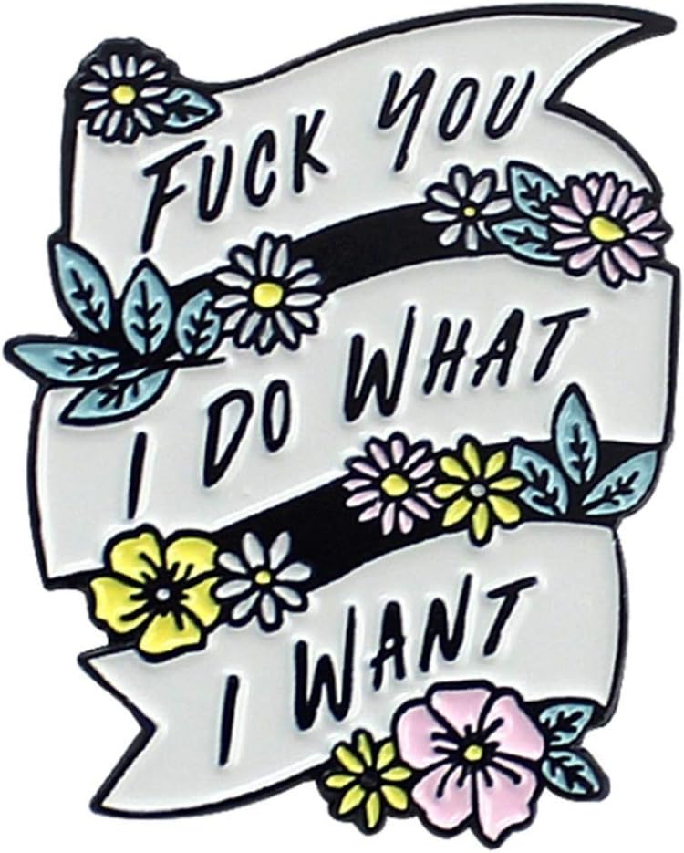 aixingwuzi Smart Flower Ribbon Brooch I Do What I Want Colorful Flower Banner Enamel Pin Hat Shirt Button Badge Female Friend Feminist Gift