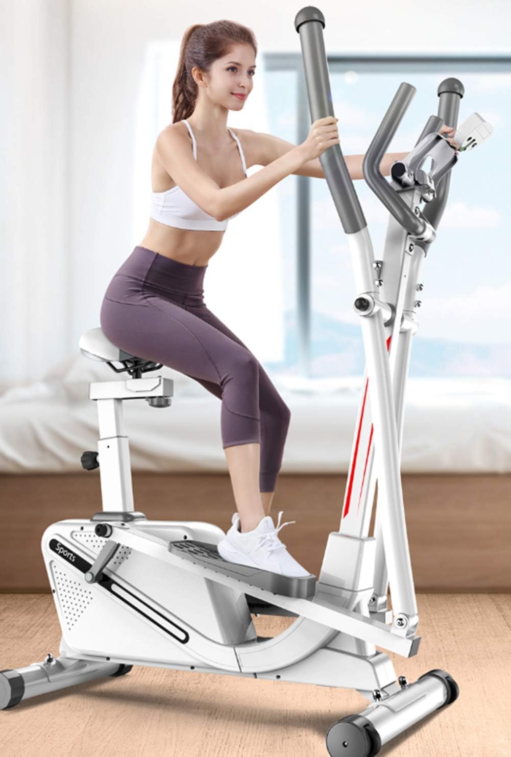YUMO Magnetic Elliptical Machine Spinning Bike Treadmill Cross Elliptical Trainer And Exercise Bike with Seat 3 in 1 Cardio Home Office Fitness Workout Machine