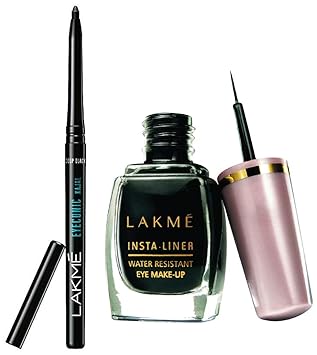 Lakme Insta Eye Liner, Black, 9ml & Lakme Eyeconic Kajal, Deep Black, 0.35g
