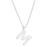 PAVOI 14K White Gold Plated Initial Necklace