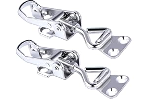 HOFFEN 2Pcs 316 Stainless Steel Toggle Latch Clamp Marine Cabinet Boxes Lever Handle Toggle Catch Latch Lock Clamp Hasp