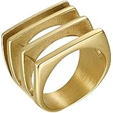 Confede Unique Geometric Jewelry Solid Stainless Steel Square/Multilayer Bar Minimal Statement Ring for Women