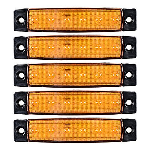 image for Anzio 5pcs 6-LED Surface Mount Side Marker Indicator Light 12V with Pa