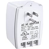 24V 40VA Plug in Transformer, UL Listed (1Pack, Without Screw Holes) | Compatible with Ring, Nest, Sensi Doorbell &amp; Thermostats, PTC Fuse Protection, LED Power Indicator