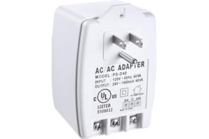 Hotop 1 Pack 24 Volt Transformer, 40 VA AC Transformer Plug in with PTC Fuse Compatible with All Versions of Ring Doorbell and Thermostat, Compatible with Nest, Ecobee, Sensi/Honeywell/24V Adapter
