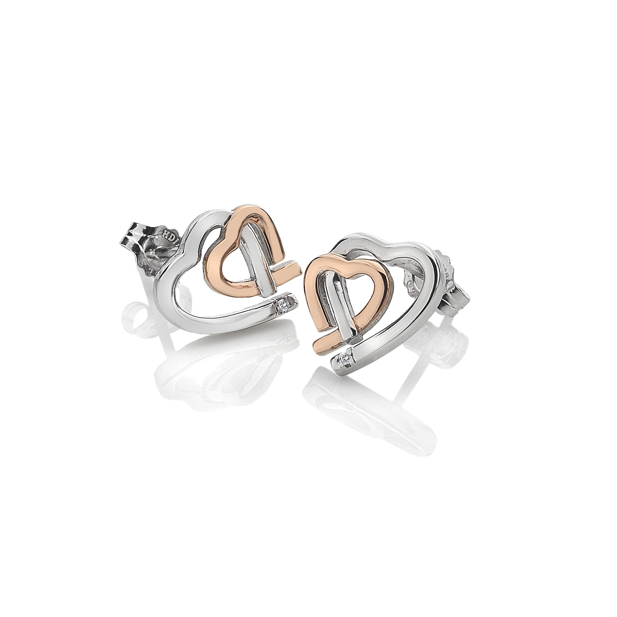 Hot Diamonds Amore Rose Gold Plated Accents Double Heart Earrings