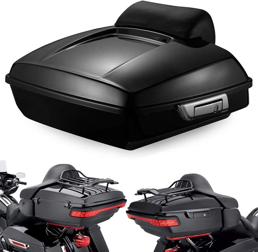 10.7" Vivid Black HeavyDuty Waterproof ABS Motorcycle Chopped Razor Tour Pack Pak Trunk Luggage