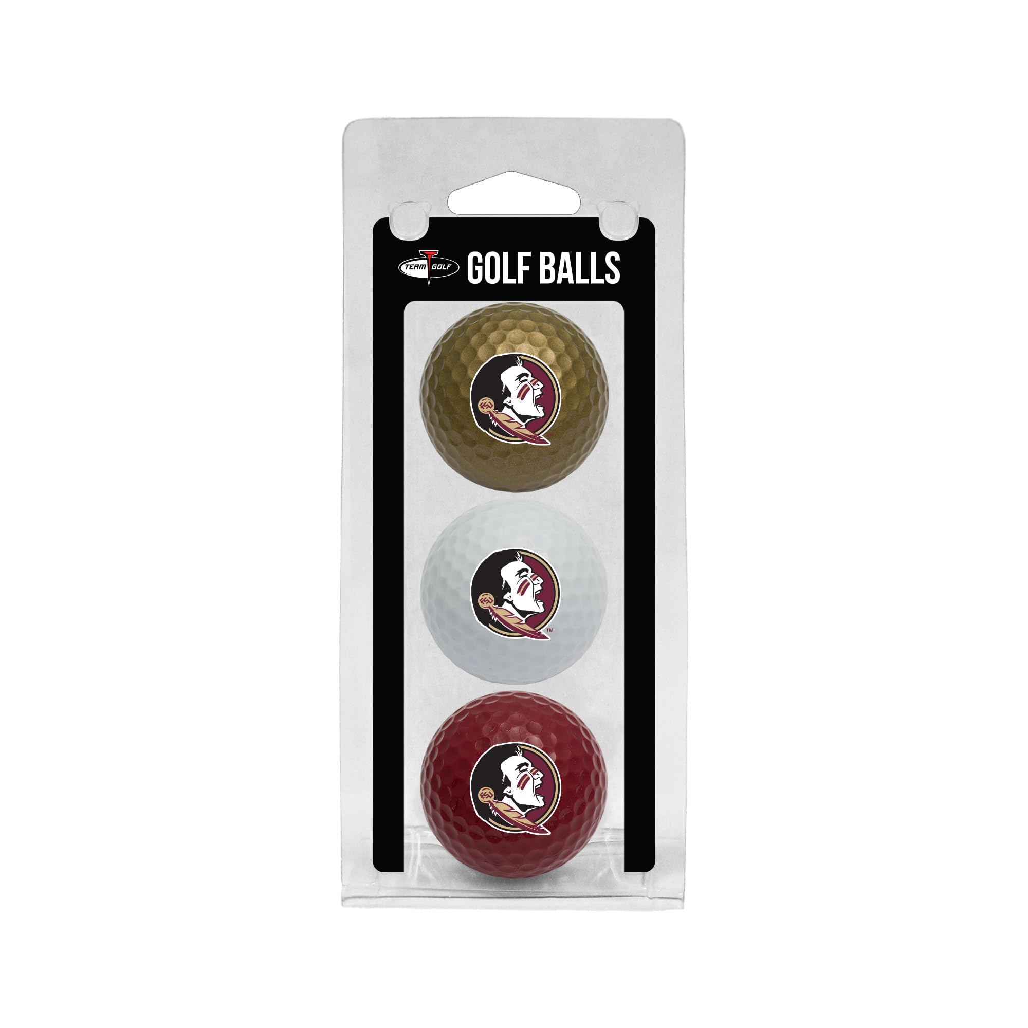 Team Golf NCAA Florida State Seminoles 3 Golf Ball Pack Regulation Size Golf Balls, 3 Pack, Full Color Durable Team Imprint