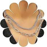 Erimberate Bohemian Layered Paperclip Chain Choker Necklace Silver Curb Chain Necklace Thick Cuban Curb Collar Necklace Minimalist Paperclip Link Chain Necklace Jewelry for Women Gifts
