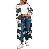Saodimallsu Womens Striped Long Cardigan Sweaters Open Front Oversized Chunky Fuzzy Knit Fall Duster Sweater Coats