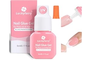 LUCKYFAIRY Super Strong Gel Nail Glue for Press On Nails(5ml), Upgraded Air Quickly Dry Glue Gel No UV Light Needed for Nail Tips Fake Nails Long Lasting with Professional Salon Quality