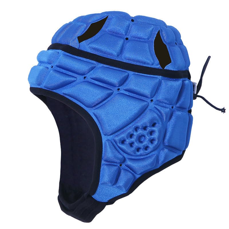 Kids Rugby Headguard, Junior Rugby Helmet Scrum Cap, Football Goalkeeper Padded Helmet Anti-Collision Headgear, Teen Boys Girls Sports Helmet Protective Gear for Rugby, Soccer, Baseball (Blue, M)