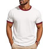 JustBlanks Men's Ringer Tee Shirt - Cotton T-Shirts Short Sleeves Crewneck T-Shirt for Men