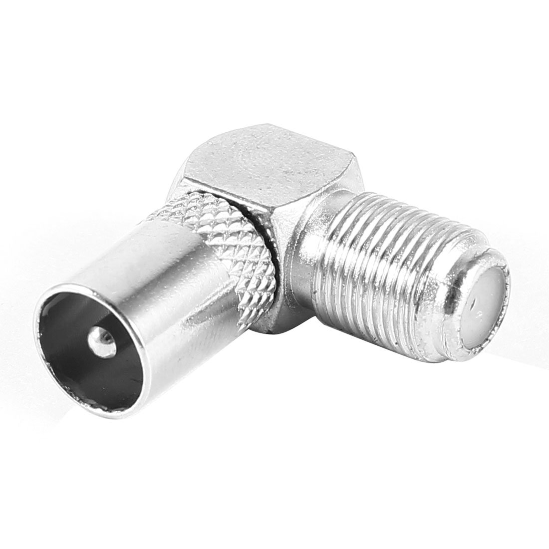 sourcing map Silver Tone Right Angle TV PAL Male RF to F Type Female Adapters Connectors