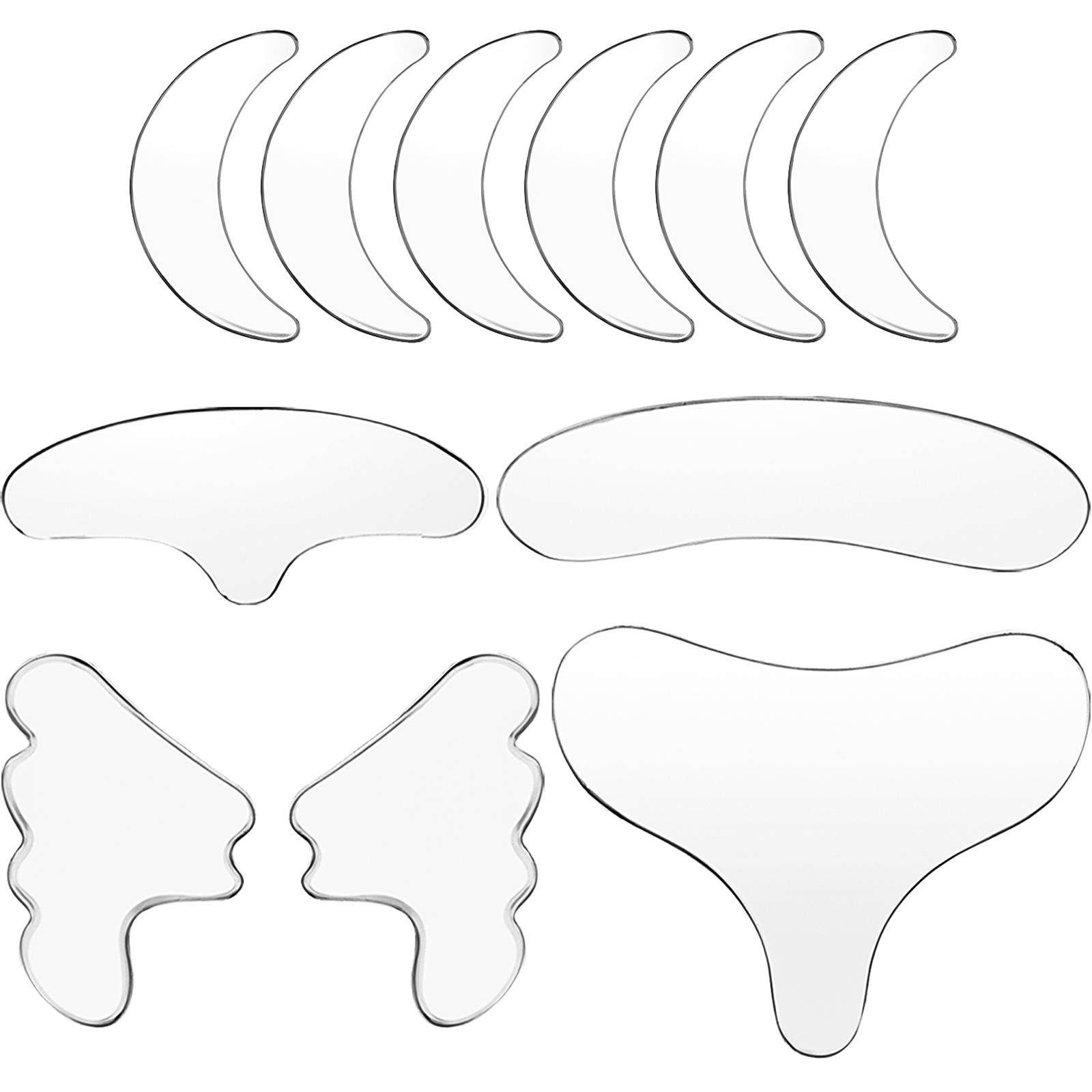 Photo 1 of 11 Pieces Reusable Silicone Chest Wrinkle Pads Patches, Silicone Neck Decollete Anti Wrinkle Patches Pad Forehead Face Cleavage Eye Cheek Stick Valentine Gift