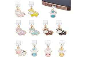 OLYCRAFT 10Pcs Dust Plug Charm 1.2 Inch Long Anti Dust Plugs Mobile Dustproof Plugs USB C Port Caps Protector with Alloy Enam