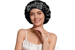 FIONSUN Adjustable Hair Bonnet for Sleeping, Women Stain Bonnet Night Sleep Cap for Curly Hair with Tie Band
