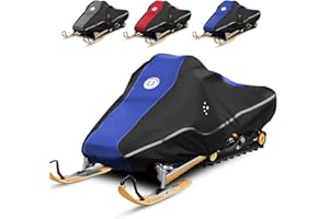 LI LIBZAKI LIBZAKI Snowmobile Cover Waterproof Sled Ski Cover 600D Heavy Duty Oxford Fabric Freeze-Resistant Down to -40°F Compatible with Polaris,Ski-Doo,Arctic Cat,Yamaha,Lynx,Camso,CFMOTO 116"-125" Blue