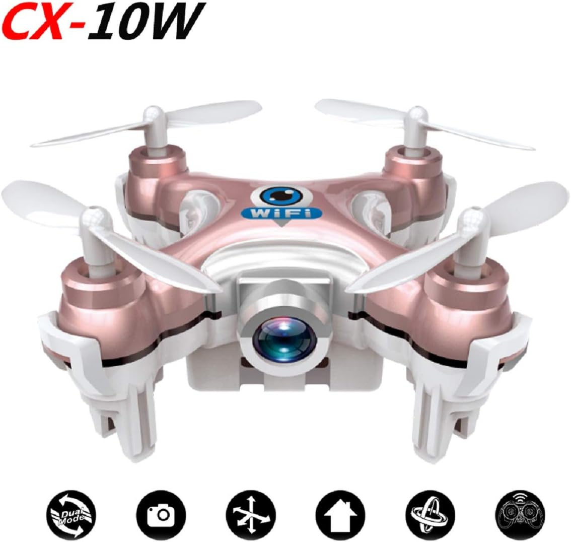 koiiko Smallest RC Quadcopter, CX-10W 4CH 2.4Ghz 6-Axis Gyro Mini Drone RTF Ready-To-Fly R/C Model Aircraft Helicopter Mini Wifi FPV With 0.3MP HD Camera, IOS/Android APP Wifi Romote Control Drone