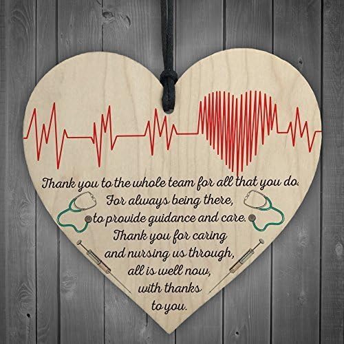 Alvis Petty All Is Well Now Doctors &amp; Nurses Thank You Wooden Heart Plaque Hospital Gift