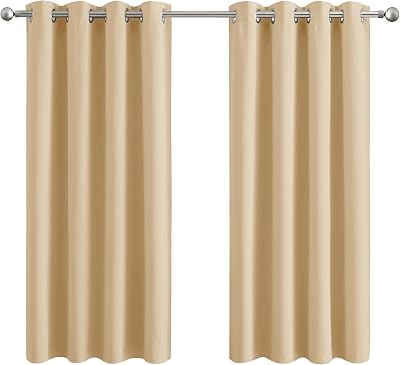 Aspire Homeware Cream Blackout Curtains 54in Drop 2 Panels Eyelet Thermal