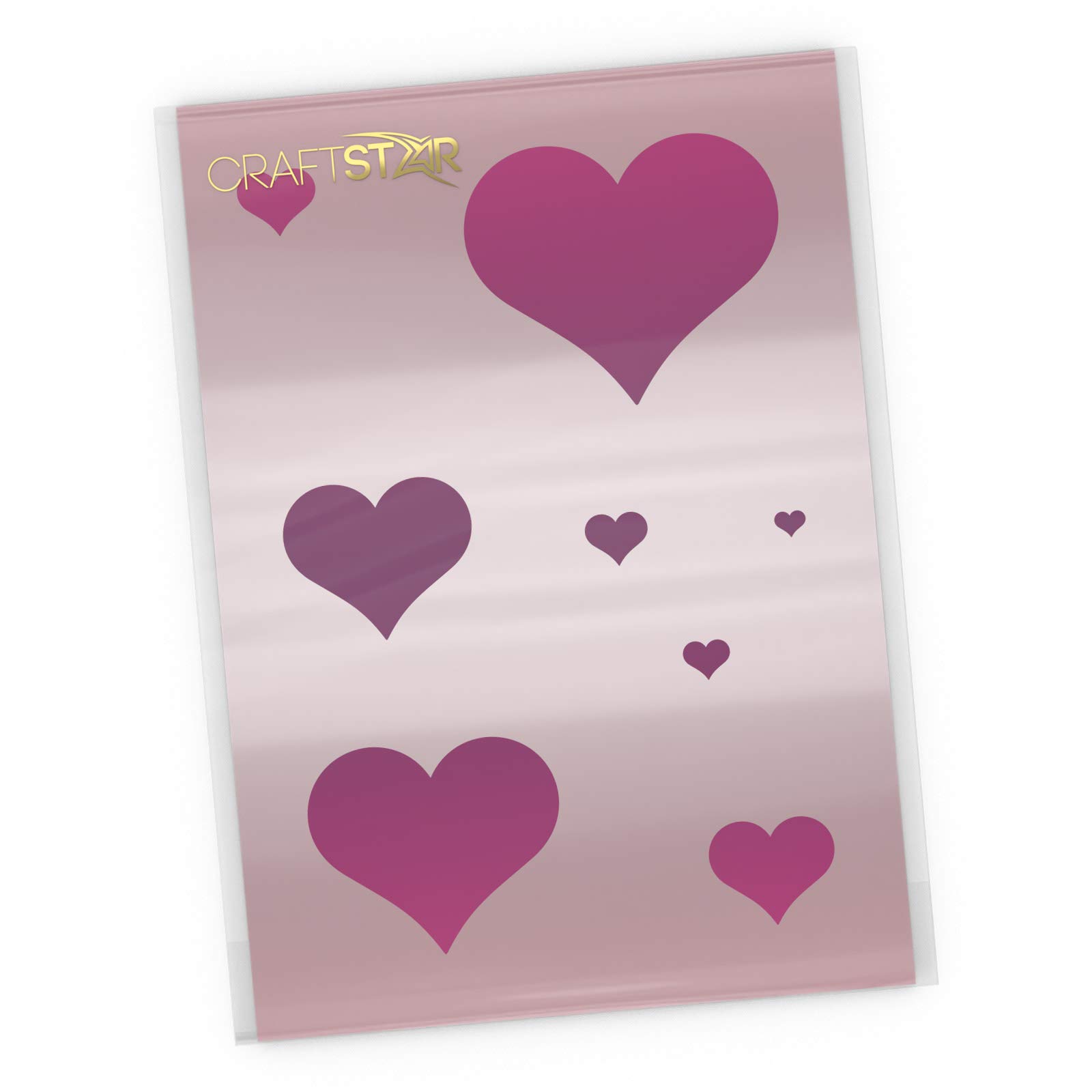 CraftStar Hearts Stencil - A4 Sized Mylar Stencil (8 Heart Sizes from 1 to 10 cm)
