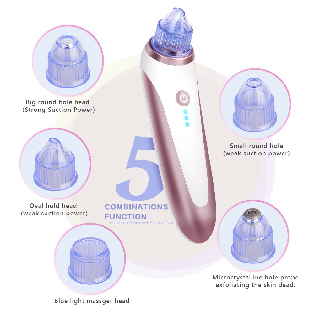 Blackhead Remover, MeanLove Electric Facial Pore Cleanser Blackhead Acne Suction Remover Vacuum Extraction Tool, 4 Intensity Levels with Led Indicator  (White+Silver)