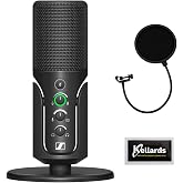 Sennheiser Profile USB Condenser Microphone with Desktop Stand Bundle with Kellards Pop Filter and 5-Pack Cleaning Wipes