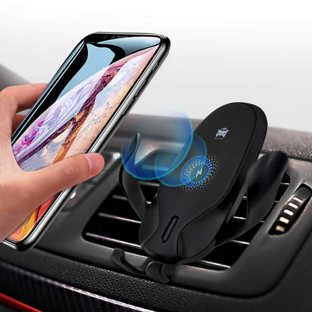 Wireless Car Charger Mount, One-Handed Auto Clamping Qi 10W 7.5W Fast Charging Air Vent Phone Mount Holder Compatible with Phone 11/11 Pro/Xs/Xs Max/XR/X/8/8Plus Samsung Galaxy S10/S10+/S9/S9+/S8/S8+