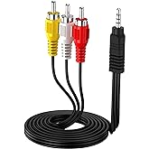 Eanetf 3.5mm to RCA Camcorder Handycam AV Audio Video Output Cable, 1/8" TRRS to 3 RCA Male Plug AUX Cable Cord for TV,Smartp