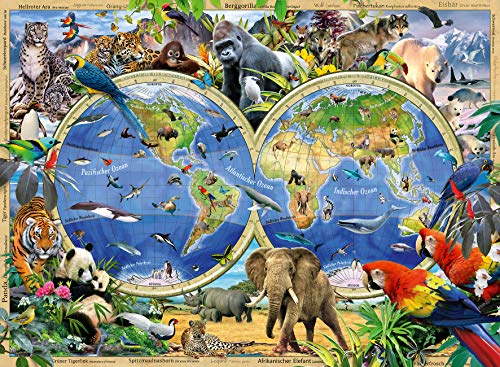 Ravensburger Kinderpuzzle - 10540 Tierisch um die Welt - Puzzle-Weltkarte für Kinder ab 6 Jahren, mit 100 Teilen im XXL-Format – Bild 4