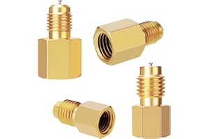 LANGAWASER Suitable for Auto Air Aonditioning Accessories 4 Pieces 6015 R134A Brass Refrigerant Adapter Female to Male Flare Adaptor,Vacuum Pump Adapter Auto Air Conditioning Adapter Accessories