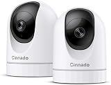 Cinnado 2K Indoor WiFi Camera Security System 2 Pack 360° PTZ Night Vision