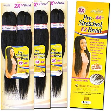 [4PACKS DEAL] AMOUR PRE-STRETCHED PRE-COMBED SEPARATED &amp; PULLED 2X EZ BRAID 2PCS IN ONE PACK 44” EASY BRAID - BEZ442X (2)