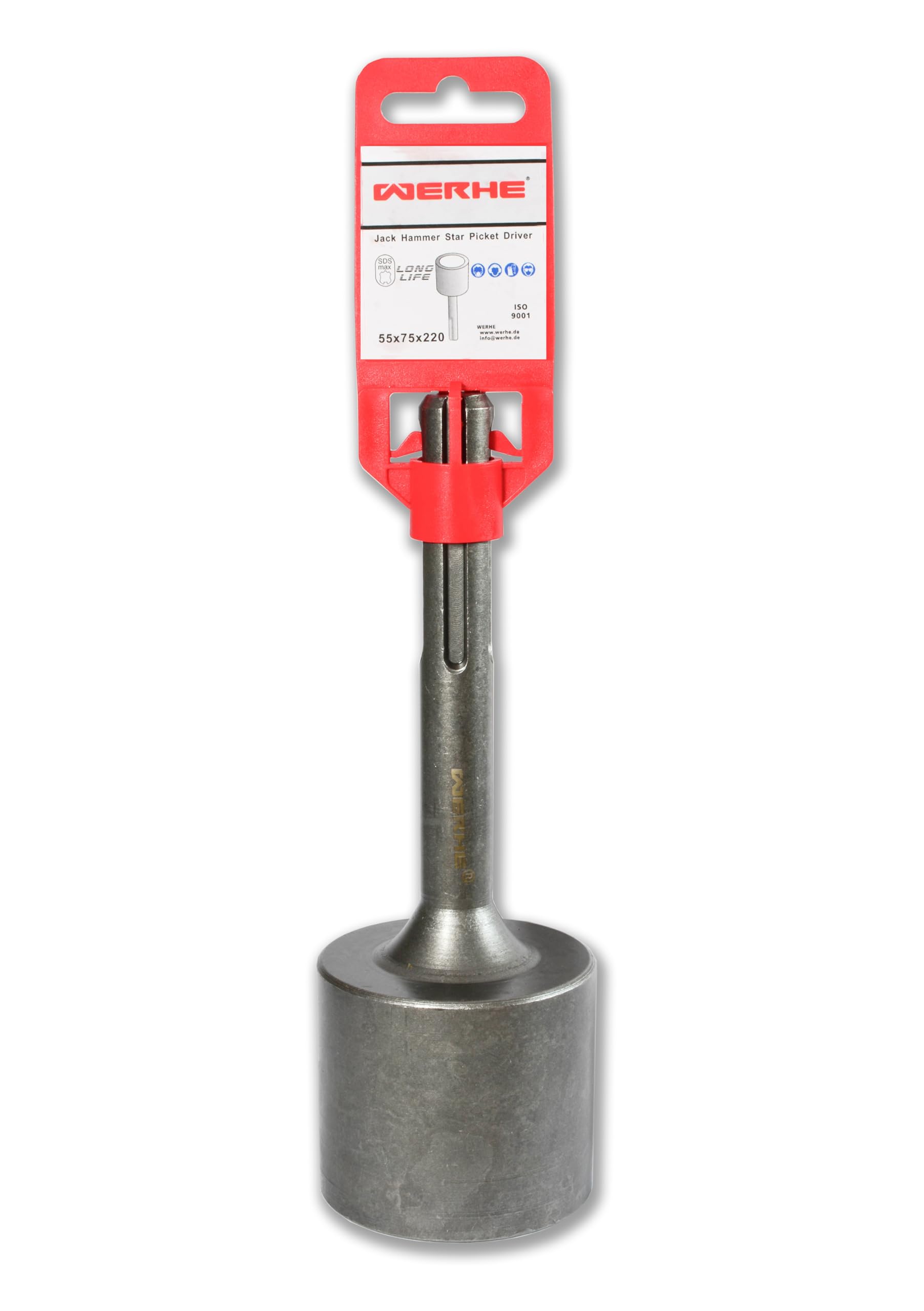 WERHE® 55x75x220 Jack Hammer Star Picket Post Driver Chisel Bit for Demolition SDS Max Hammer Breaker