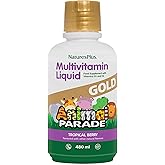 NaturesPlus Animal Parade Gold Children's Liquid Multivitamin, 16 fl oz - Natural Tropical Berry Flavor - Immune Support Supplement - Gluten Free, Vegan - 32 Servings