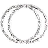 by You Stainless Steel Gold Silver Beaded Ball Bracelets for Women Stretchable Elastic Bracelet Set