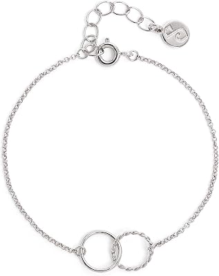 - Bracelet Cercles Twist. Laiton avec finition plaqué rhodium. Taille unique : 19 cm. Bijoux pour femme.