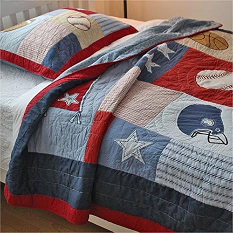 Amazon 北欧 男の子ベッドカバー 野球柄ベッドスプレッド コットンキルト 2点セット 寝具 オンライン通販