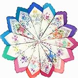 WINDLY Womenâ€™s Embroidered Floral Cotton Handkerchiefs for Party, Wedding - 12x12 in