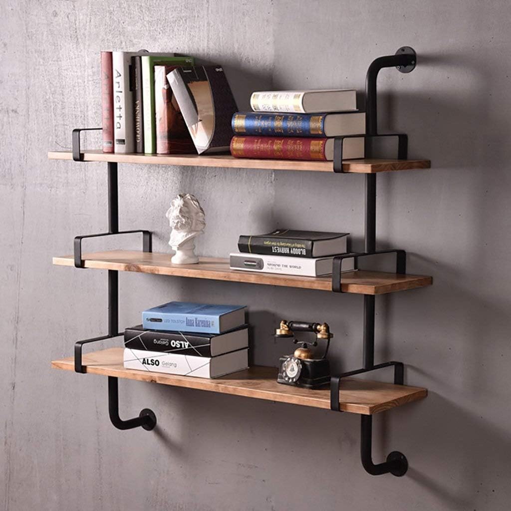 Djpbgj Floating Shelves Iron Shelves, Wall Racks, Solid Wood Shelves