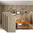 ARTSLAT 4-Pack 3D PU Stone Wall Panels for Interior Decor | Faux Stone Accent Tiles, Stone Yellow, 47.24"x23.62"x1.18" | Waterproof & Lightweight 3D Wall Design