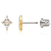 limerencia 20G Hypoallergenic Titanium Screw Back Earrings G23 Implant Grade F136 Studs Post for Sensitive Ears Tragus Helix Cartilage