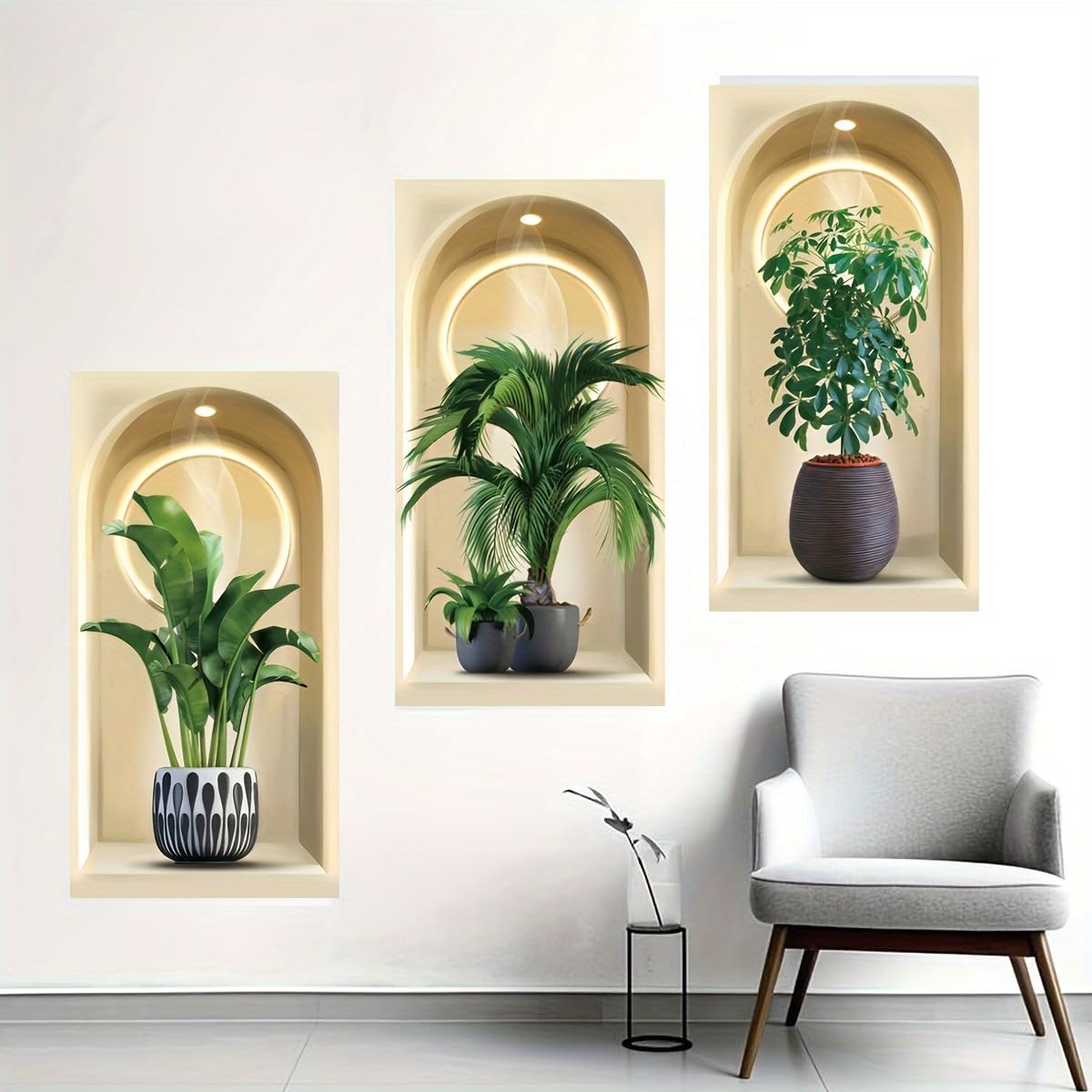 Photo 1 of 3D Green Plants Wall Stickers,Flower Vases Wall Decals for Living Room Bedroom Kitchen Decor,3D Green Pot Plant Succulent Stickers,Set of 3 (3D Potted)